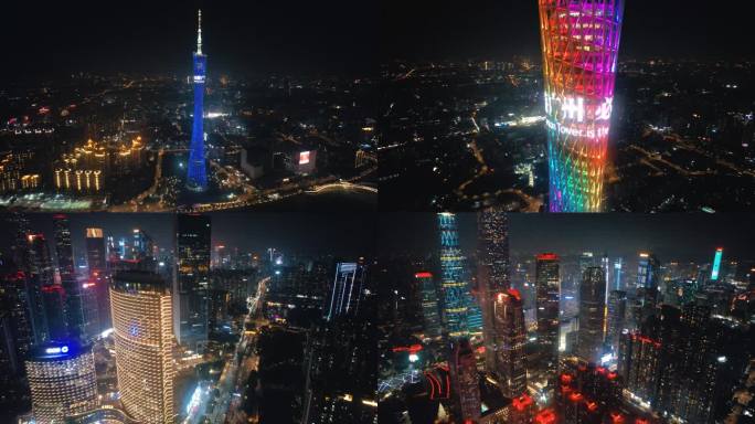 4K城市广告广州珠江新城航拍液镜空2镜1