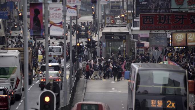 【4k】香港旺角复古繁忙车流人流延时拍摄