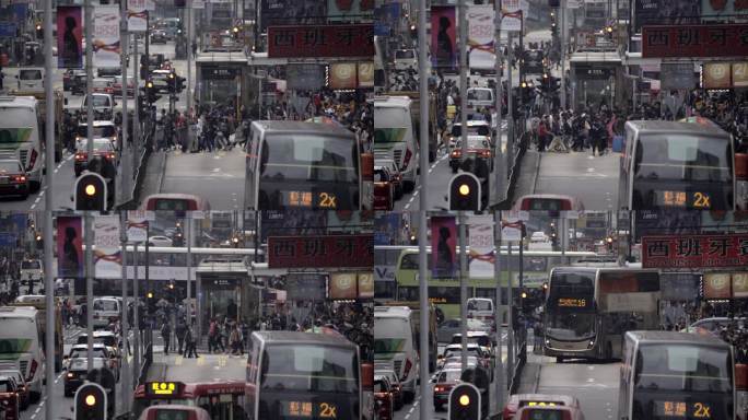 【4k】香港旺角复古繁忙车流人流延时拍摄
