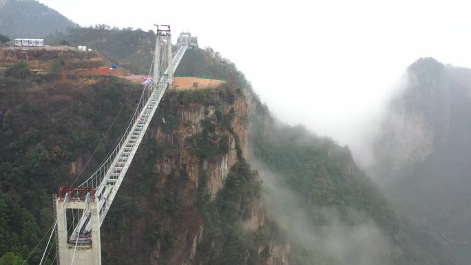 天台琼台仙谷在建会仙桥航拍