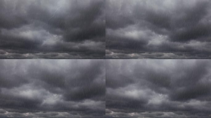 多云天气背景下的雷雨动画|可循环。