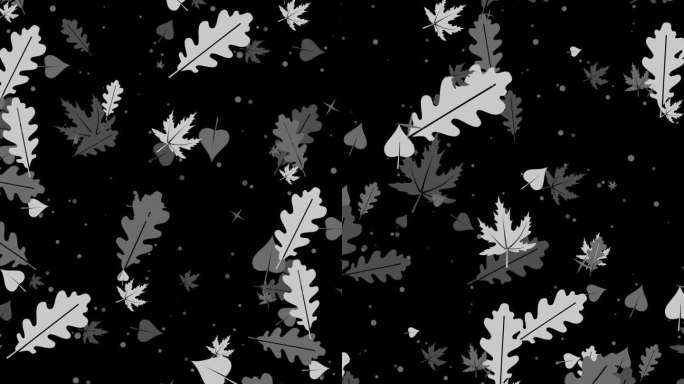 抽象的黑白背景搭配盘旋的树叶，打造秋季设计