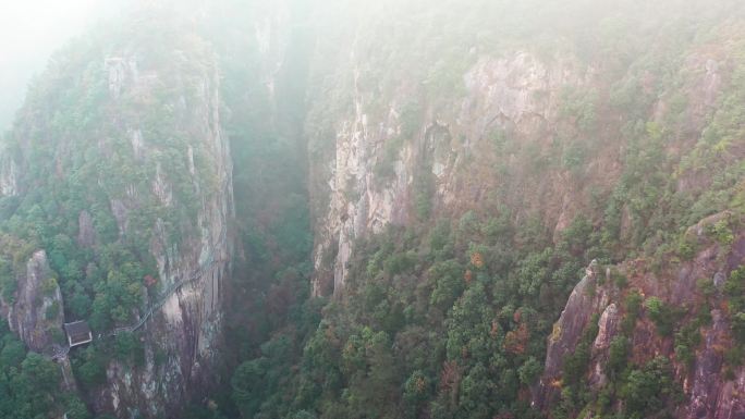 天台琼台仙谷凌云栈道航拍