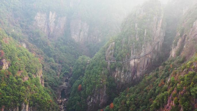 天台琼台仙谷凌云栈道航拍