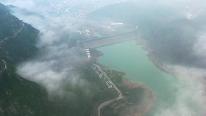 天台琼台仙谷凌云栈道百丈湖水库航拍