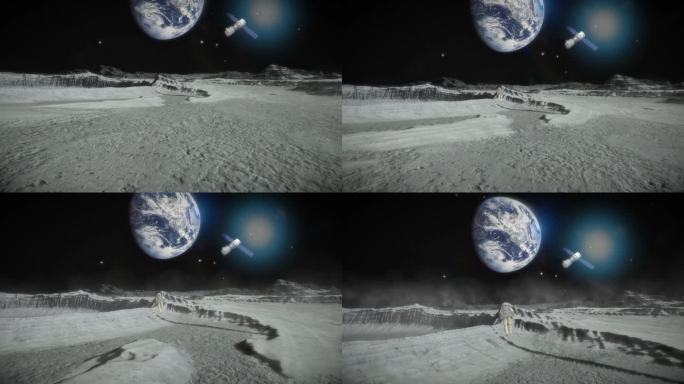 宇航员在月球看向地球