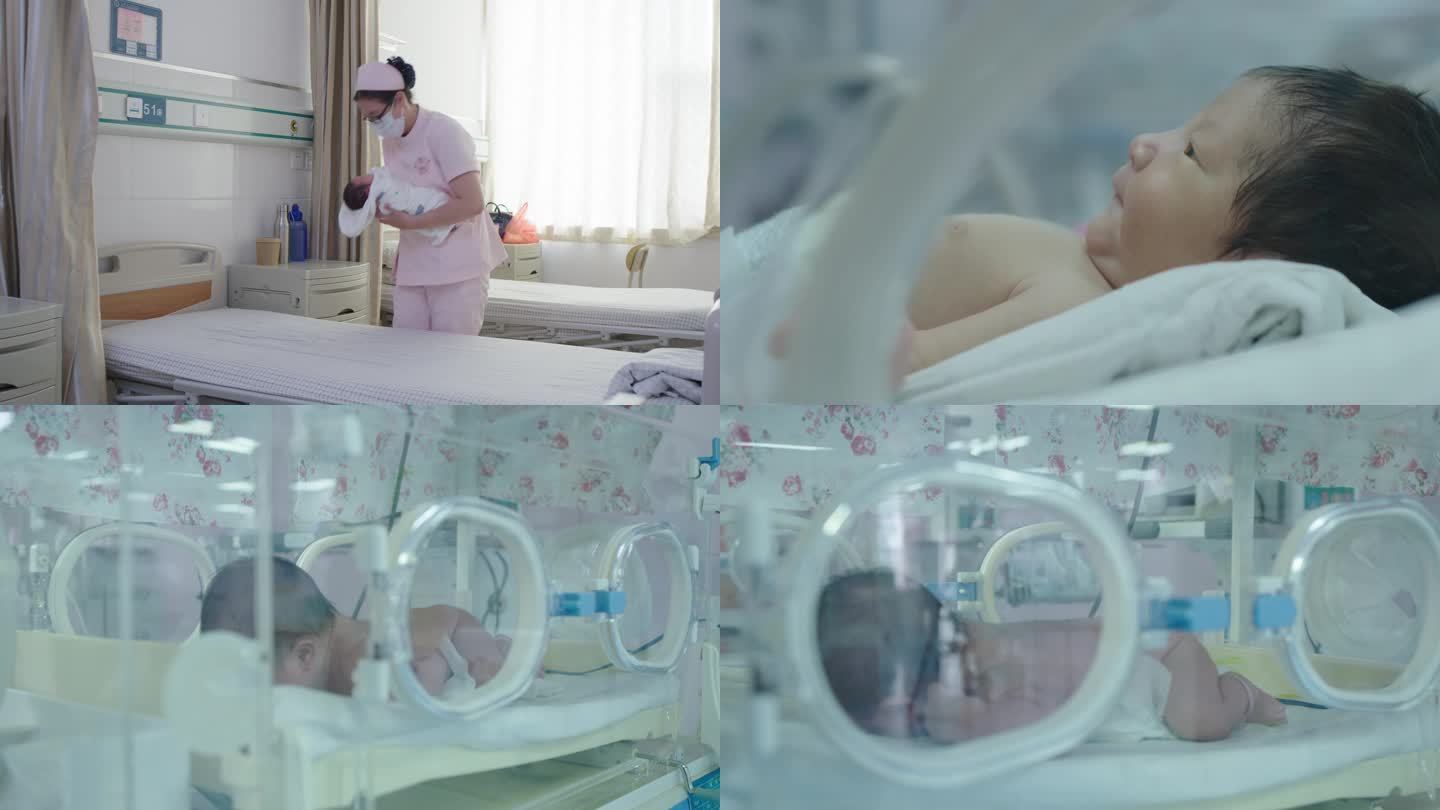 医院照看新生儿、婴儿保温箱