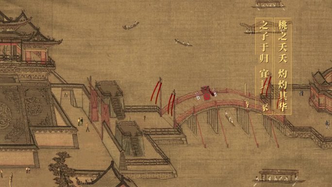 原创 婚嫁古代迎亲宋代古画景区游客