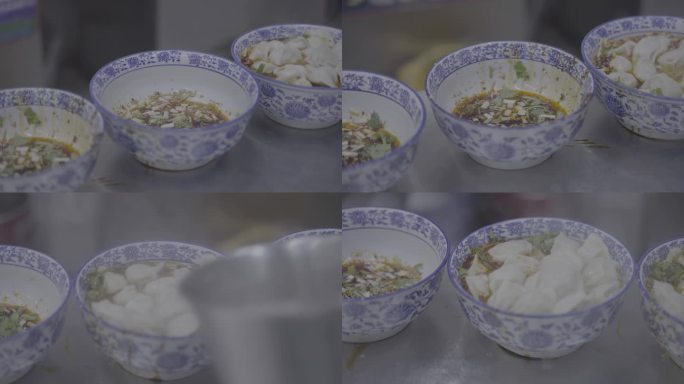 实拍4k陕西美食酸汤水饺地方特色