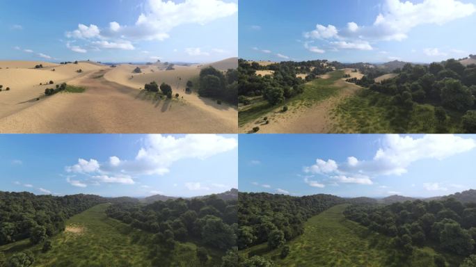 【4k】三维动画沙漠变绿洲