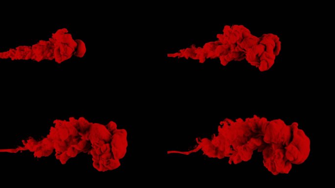 慢动作红色液体墨水涂料流。4公里
