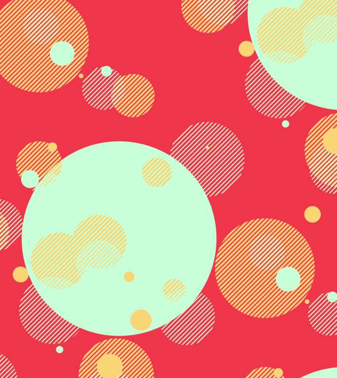 明亮的红色抽象背景，带有不同大小的绿松石浮动球体和复制空间