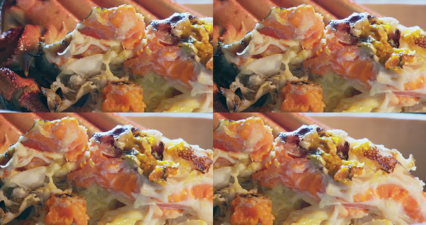 蟹膏蟹黄螃蟹手掰开中秋节美食美味大闸蟹