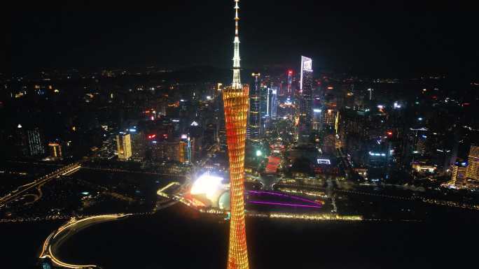 4K城市广告广州珠江新城航拍液镜空3镜1