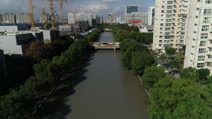 上海郊区河流航拍