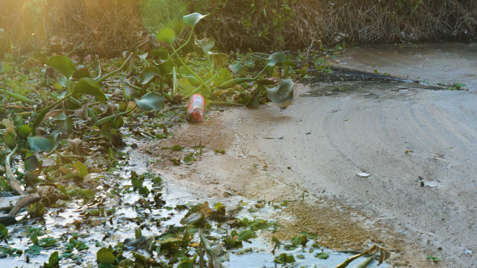 污水排放河道污染水中漂浮物