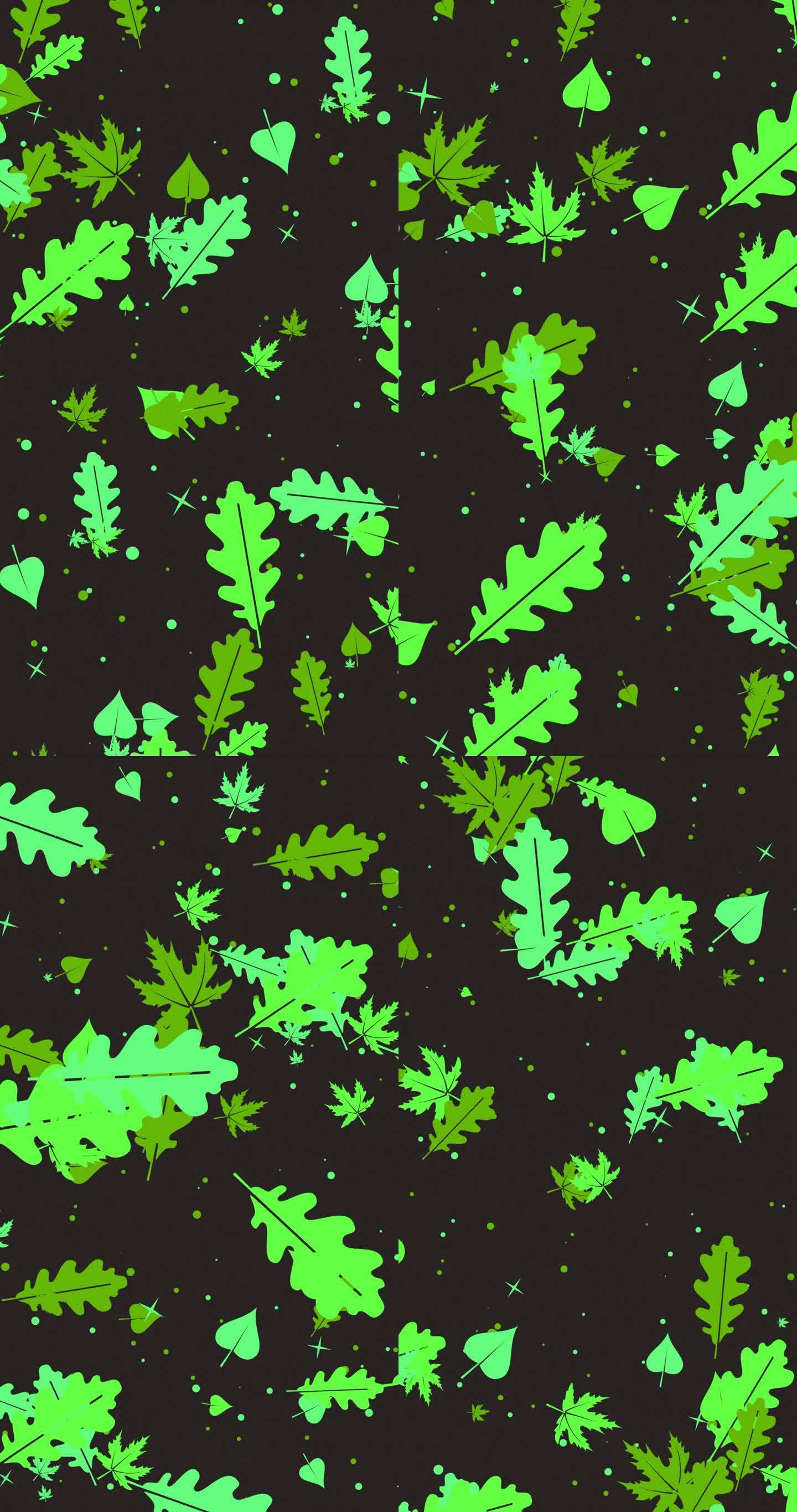 抽象的秋天背景与绿色盘旋的树叶，创造了一个富有创意的秋天设计
