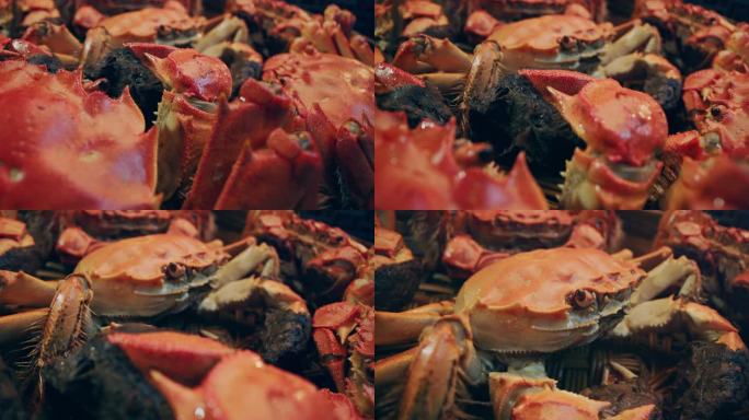 螃蟹蒸笼里的中秋节美食大闸蟹清蒸大闸蟹