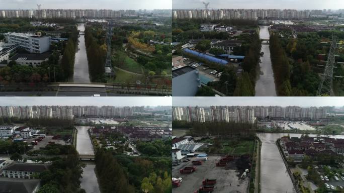 上海郊区河流航拍