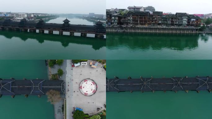 航拍怀化芷江舞水河龙津风雨桥5