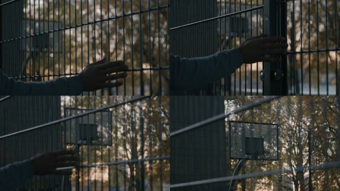 篮球运动员触摸围栏的剪辑视频