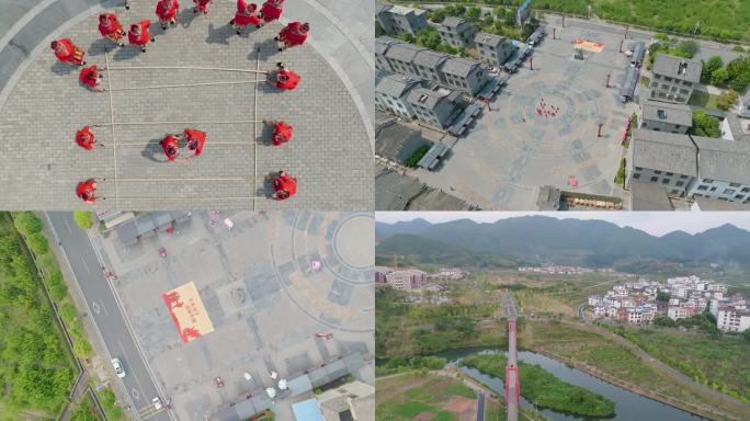 航拍郴州汝城沙洲村半条被子红色革命遗址1