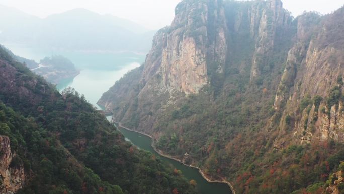 天台琼台仙谷峡谷八仙湖航拍