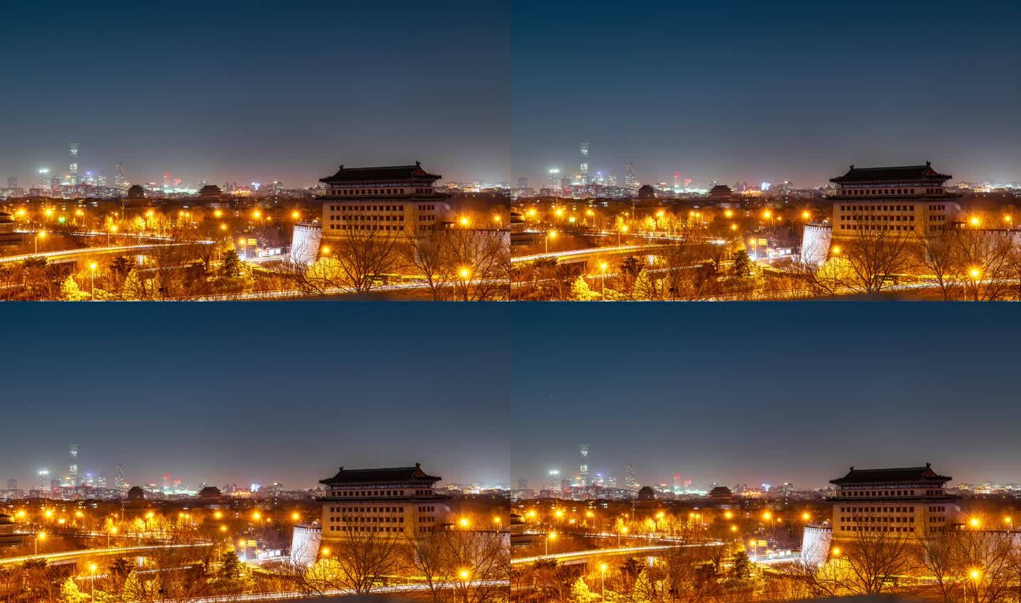 北京德胜门国贸夜景车流延时视频