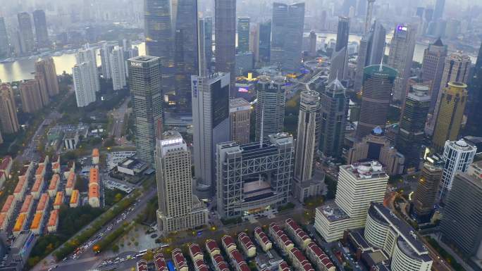 上海浦东陆家嘴金融区上海证券大厦4K航拍