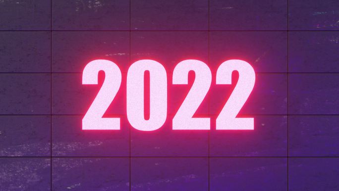 2022新年圣诞节，4K闪光效果未来主义霓虹紫外线荧光红光可循环动画黑色背景