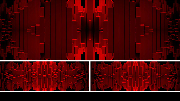 【宽屏时尚背景】红黑抽象机械方体光影韵律