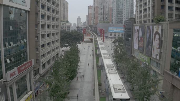 重庆航拍 轻轨 步行街 杨家坪