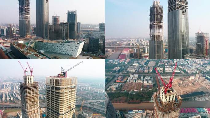 张江“科学之门”320米双子塔建设中4K