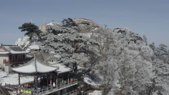 冬季陕西华山航拍4k雪景