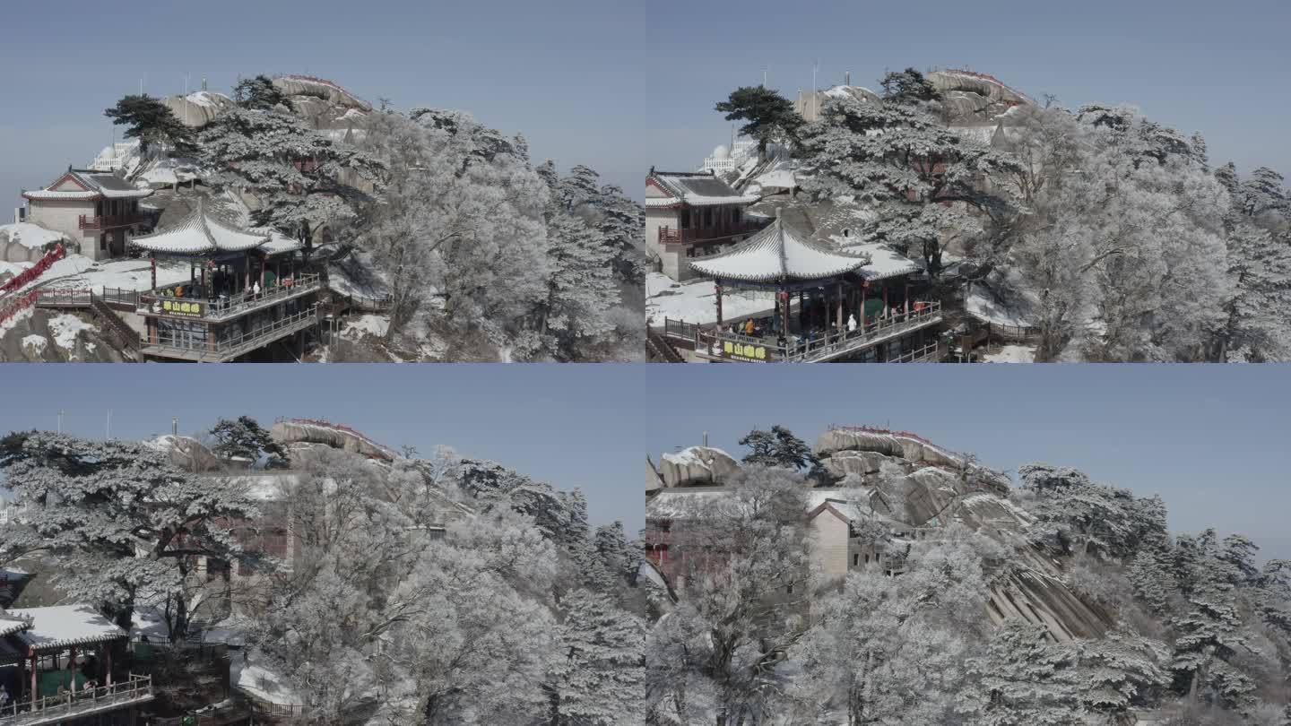 冬季陕西华山航拍4k雪景