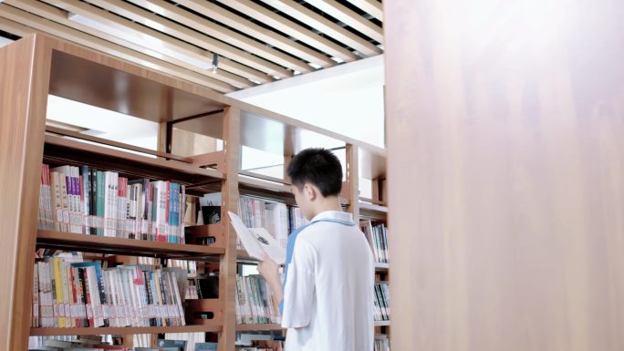 【4K】高中生图书馆自习中学生看书学习
