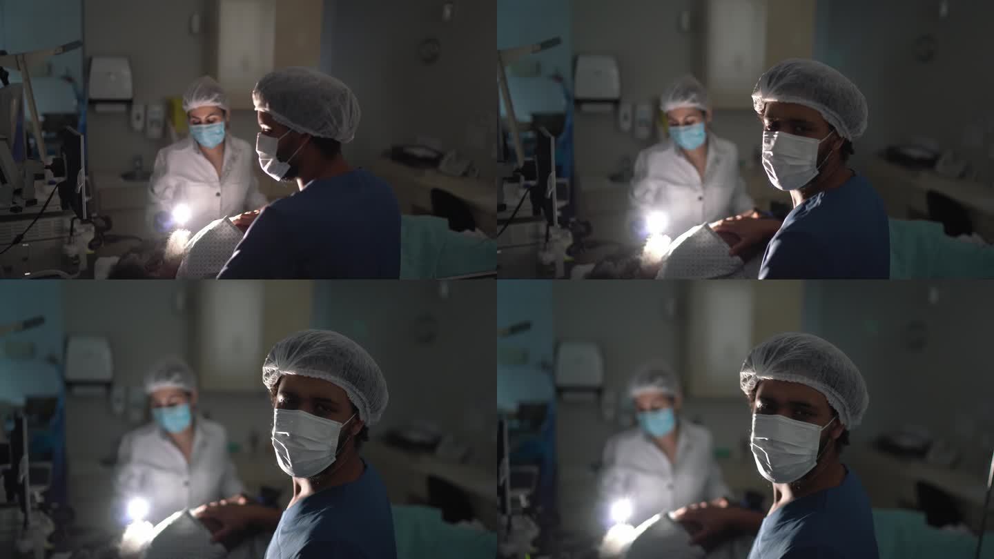 手术室护士戴防护面罩