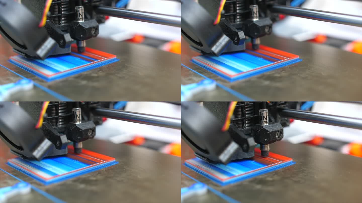工作多色3D打印机，特写镜头