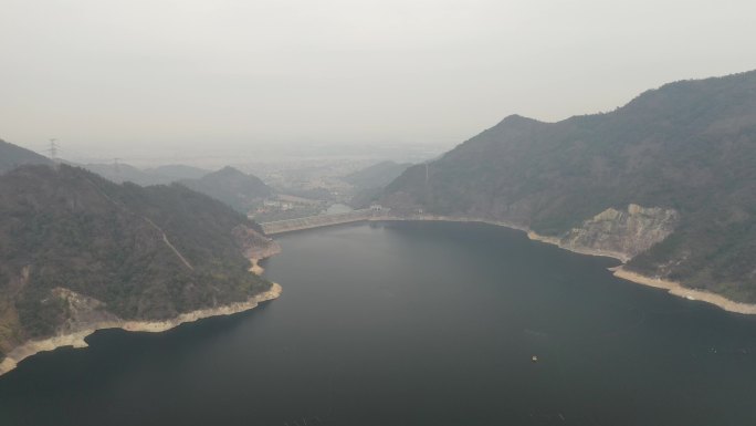 航拍浙江金华九峰山水库