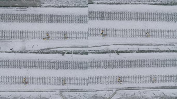 冬季火车维修工铁道工人