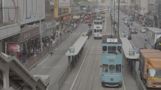 香港 车流 街道 公交 电车