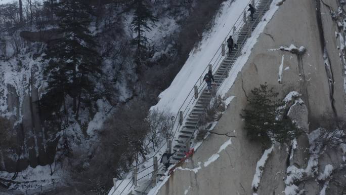 冬季陕西华山航拍4k雪景