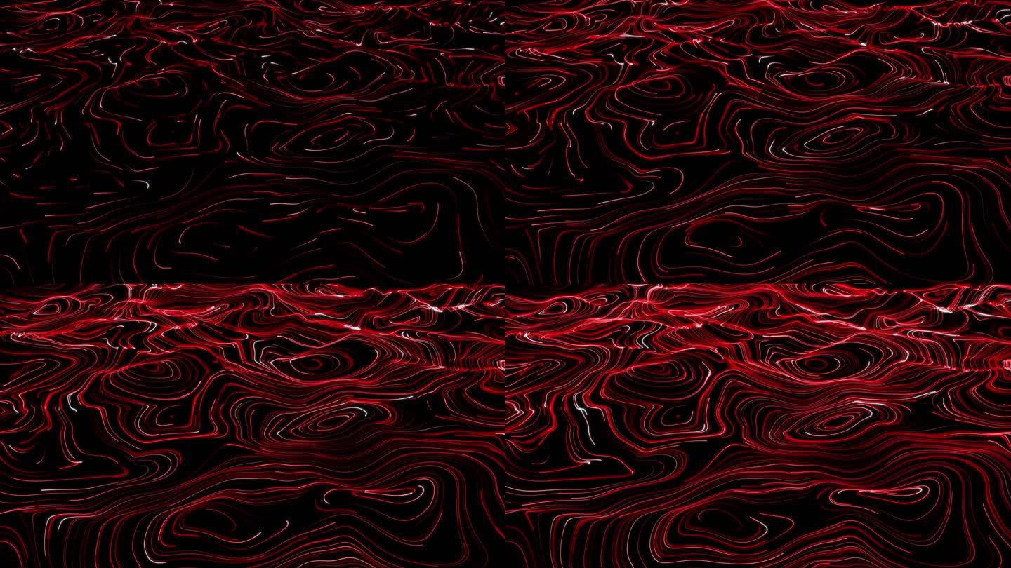 红色山峦粒子线条发光动画