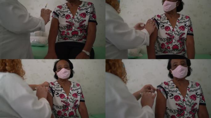 护士在患者手臂上接种疫苗