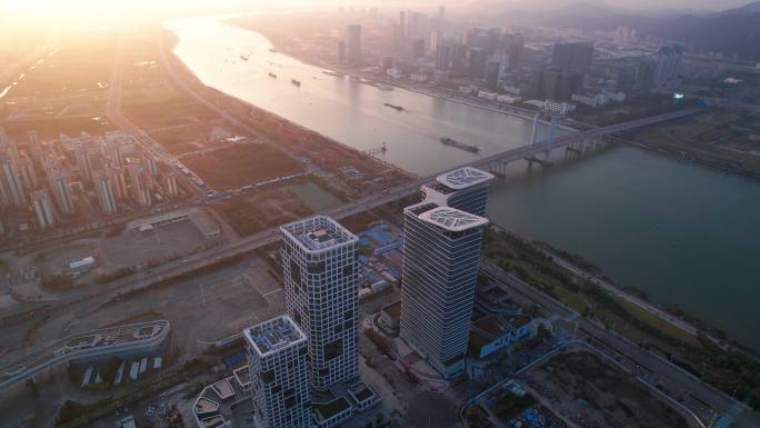 横琴大桥日落城市日落