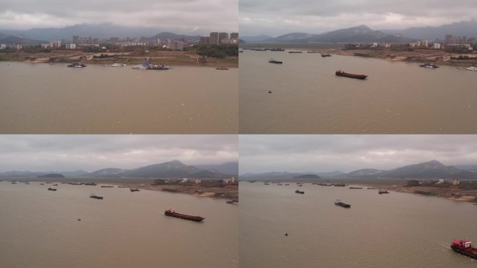 九江庐山鄱阳湖港口航拍