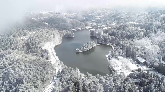 九江庐山雪景雾凇冰天雪地雪景航拍