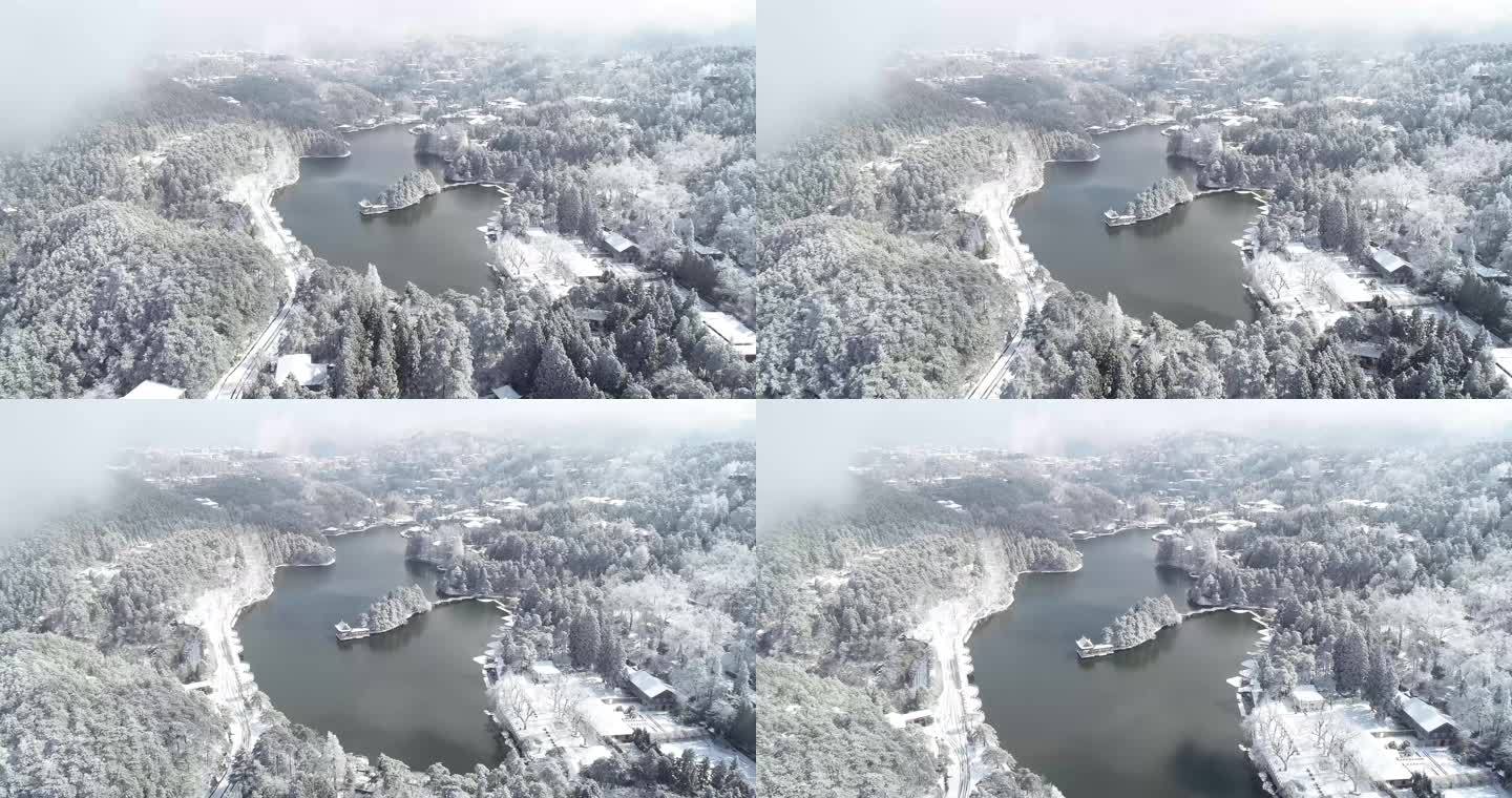 九江庐山雪景雾凇冰天雪地雪景航拍