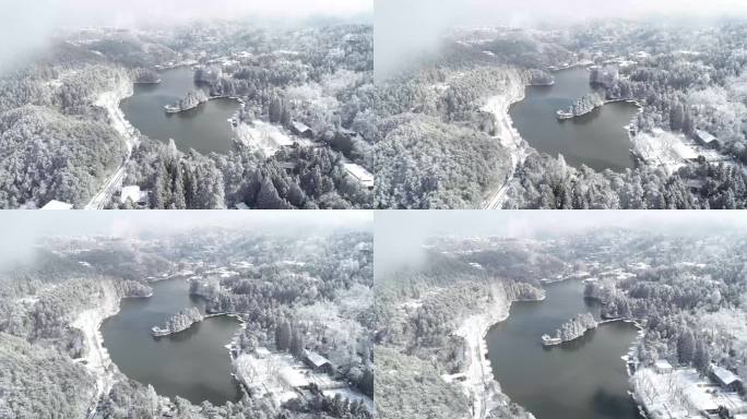 九江庐山雪景雾凇冰天雪地雪景航拍