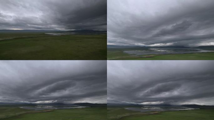 甘肃甘南尕海湖 延时摄影 云 下雨